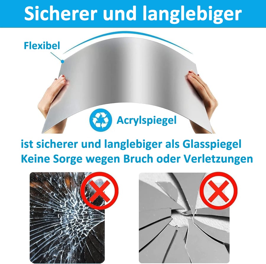 Self-Adhesive Flexible Mirror Sheet, Shatterproof and Child-Safe 7