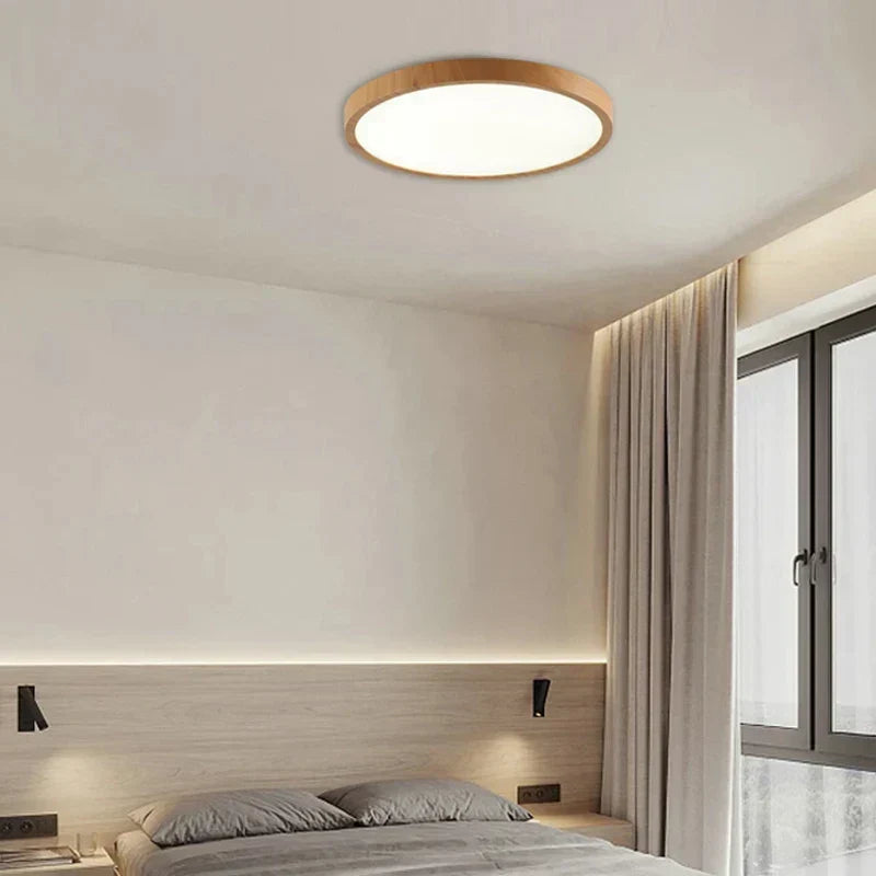 Ultrathin Walnut Circular Ceiling Light for Elegant Modern Spaces 3
