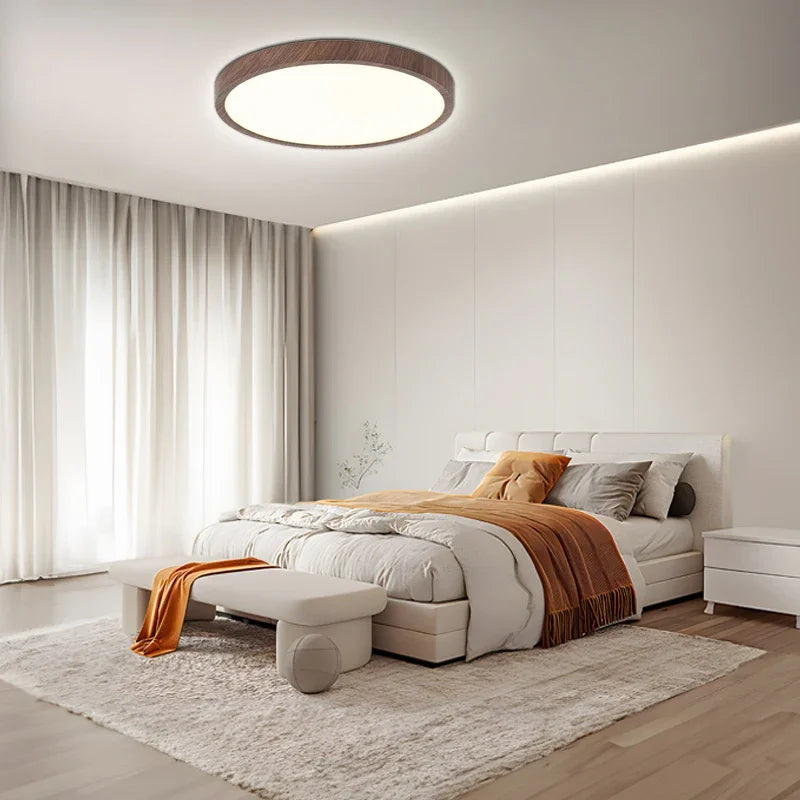 Ultrathin Walnut Circular Ceiling Light for Elegant Modern Spaces 4