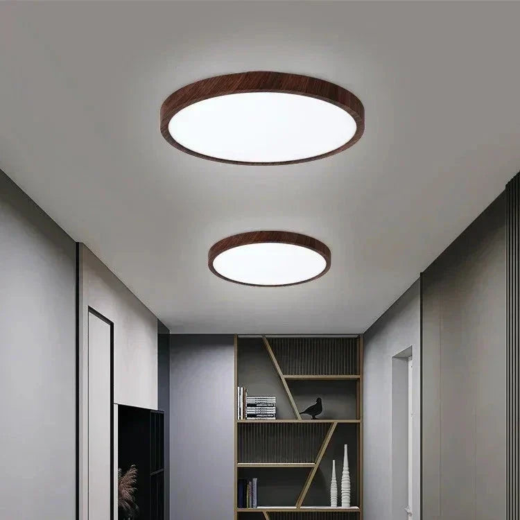 Ultrathin Walnut Circular Ceiling Light for Elegant Modern Spaces 5