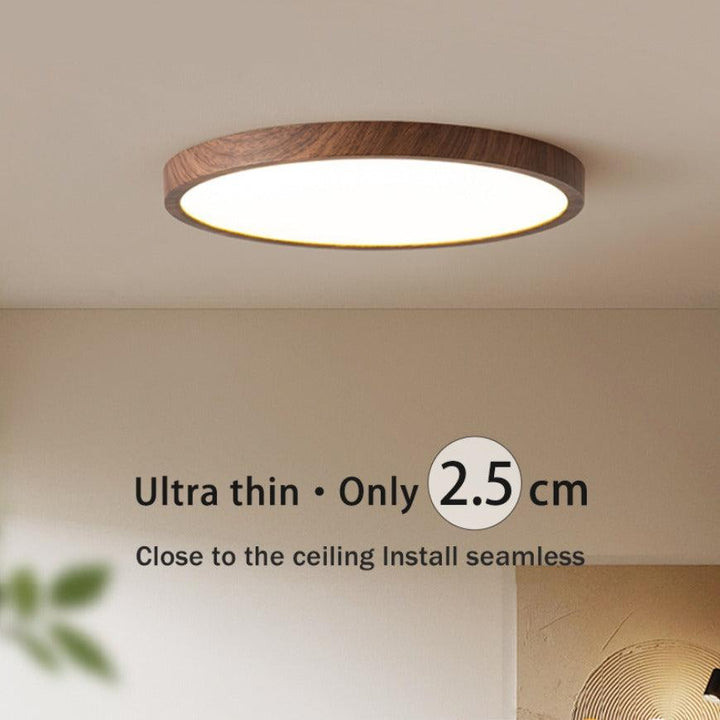 Ultrathin Walnut Circular Ceiling Light for Elegant Modern Spaces 6