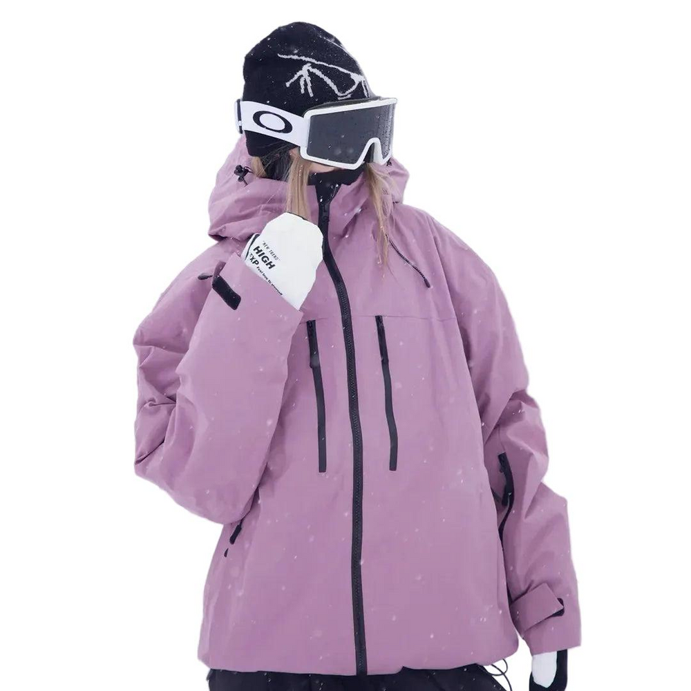 Unisex Hooded Snow Jacket with Zip Pockets and Drawcord Hem 2