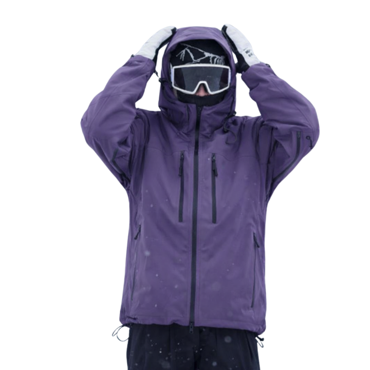 Unisex Hooded Snow Jacket with Zip Pockets and Drawcord Hem 1
