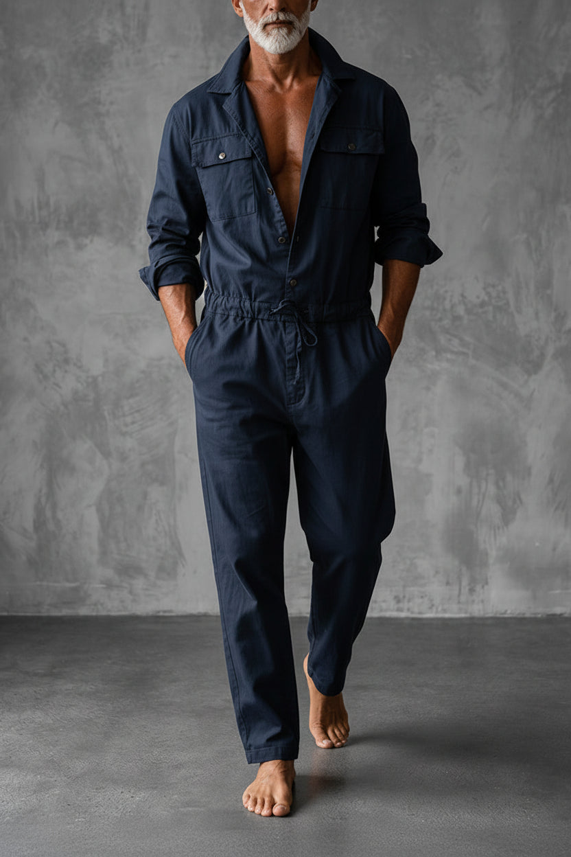 Men's Utility Jumpsuit with Drawstring Waist and Cargo Pockets 2