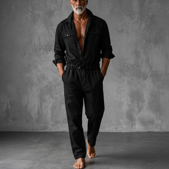 Men's Utility Jumpsuit with Drawstring Waist and Cargo Pockets 3