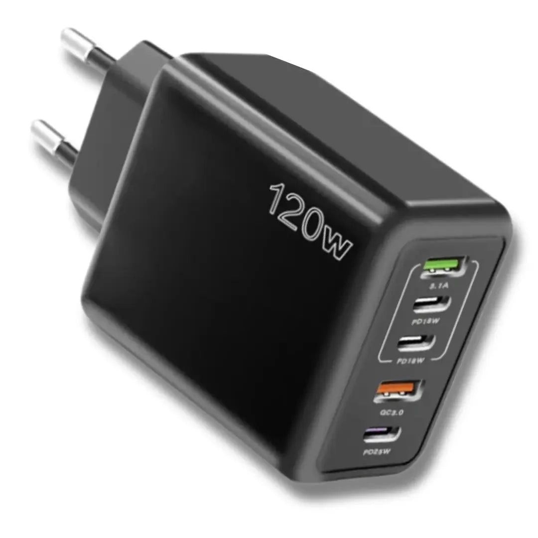 5-Port USB Wall Charger - 2x USB-A + 3x USB-C, Quick Charge 3.0 2