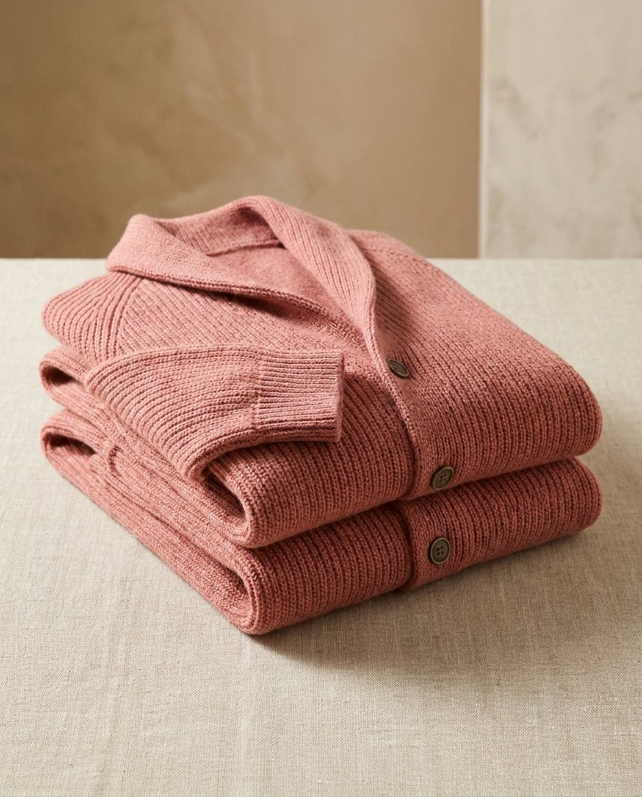 Ribbed Button-Front Cardigan with Shawl Collar, Pockets and Relaxed Fit 7
