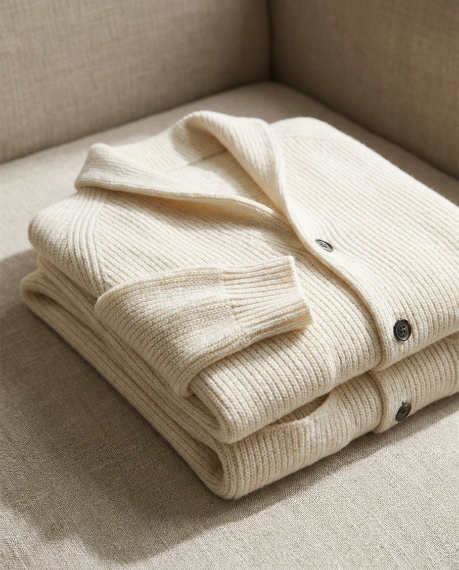 Ribbed Button-Front Cardigan with Shawl Collar, Pockets and Relaxed Fit 8
