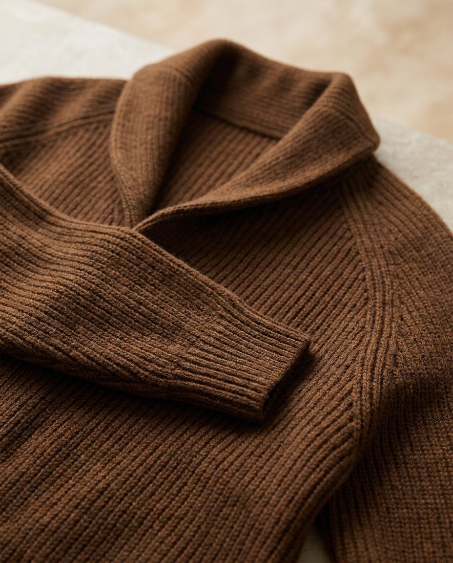 Ribbed Button-Front Cardigan with Shawl Collar, Pockets and Relaxed Fit 13
