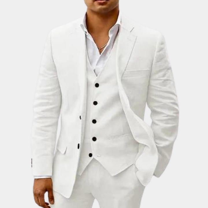 Men's Three-Piece Tailored Suit with Notch Lapel Jacket, Vest and Pants 5