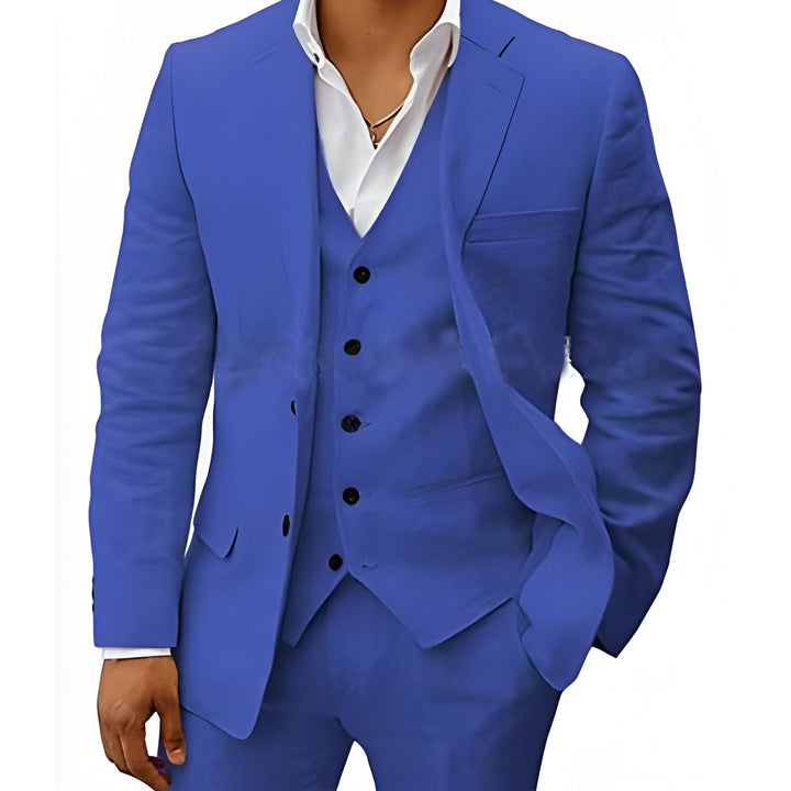 Men's Three-Piece Tailored Suit with Notch Lapel Jacket, Vest and Pants 7