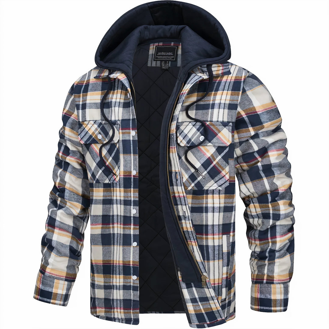 Men's Classic Plaid Hooded Jacket with Quilted Lining 6