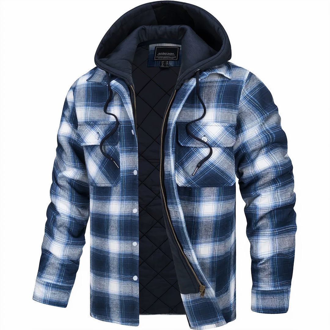 Men's Classic Plaid Hooded Jacket with Quilted Lining 2