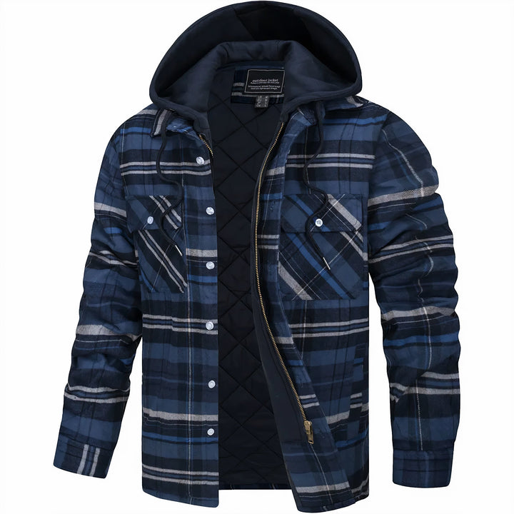 Men's Classic Plaid Hooded Jacket with Quilted Lining 5