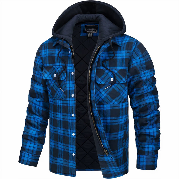 Men's Classic Plaid Hooded Jacket with Quilted Lining 3