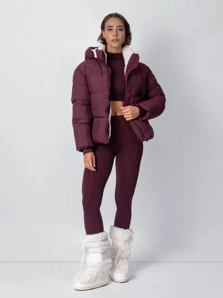 Women's Cropped Padded Puffer Jacket with Detachable Hood and Fleece Lining 17