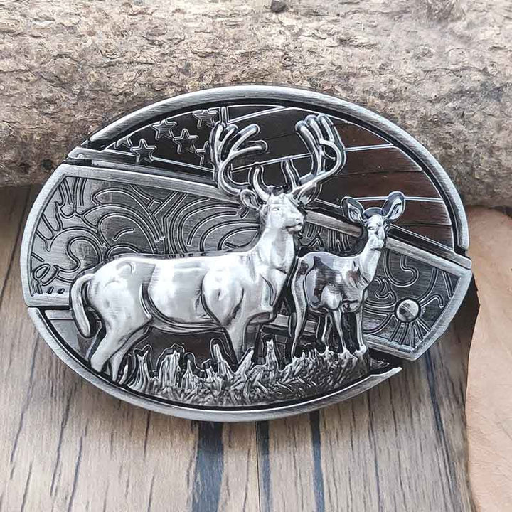 Oval Bull Skull Belt Buckle with Hidden Knife 13