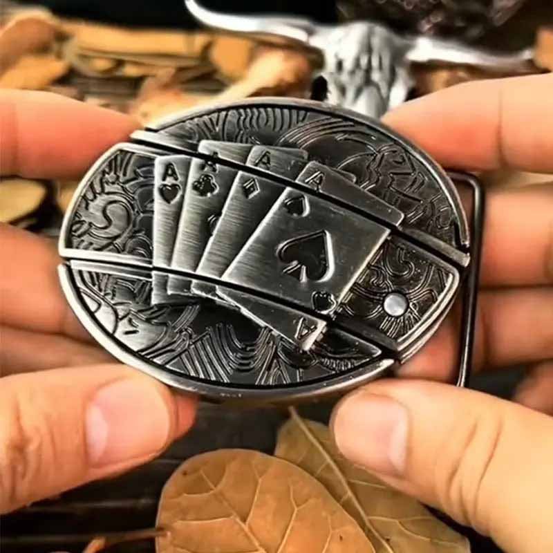 Oval Bull Skull Belt Buckle with Hidden Knife 6