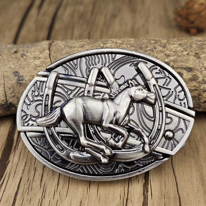 Oval Bull Skull Belt Buckle with Hidden Knife 11