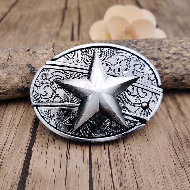 Oval Bull Skull Belt Buckle with Hidden Knife 22