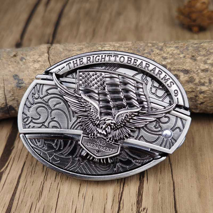 Oval Bull Skull Belt Buckle with Hidden Knife 16