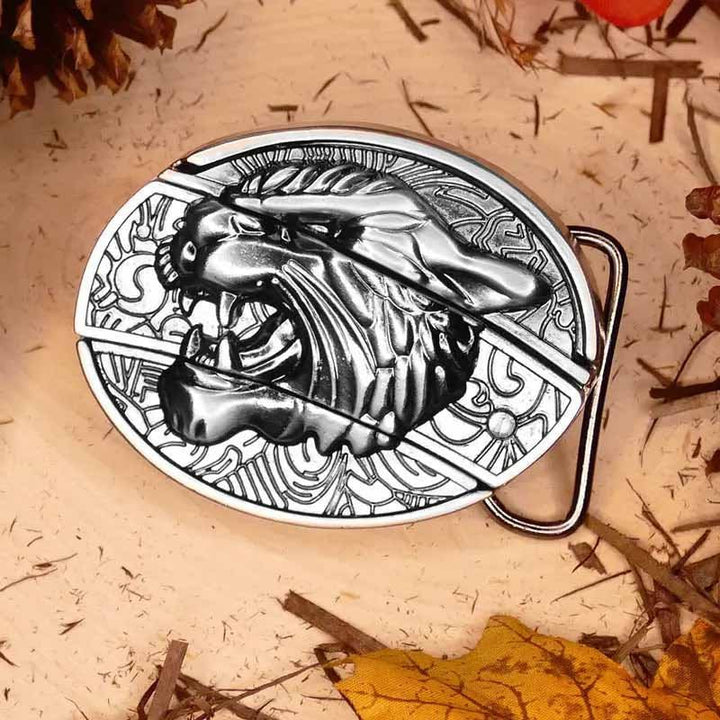 Oval Bull Skull Belt Buckle with Hidden Knife 7