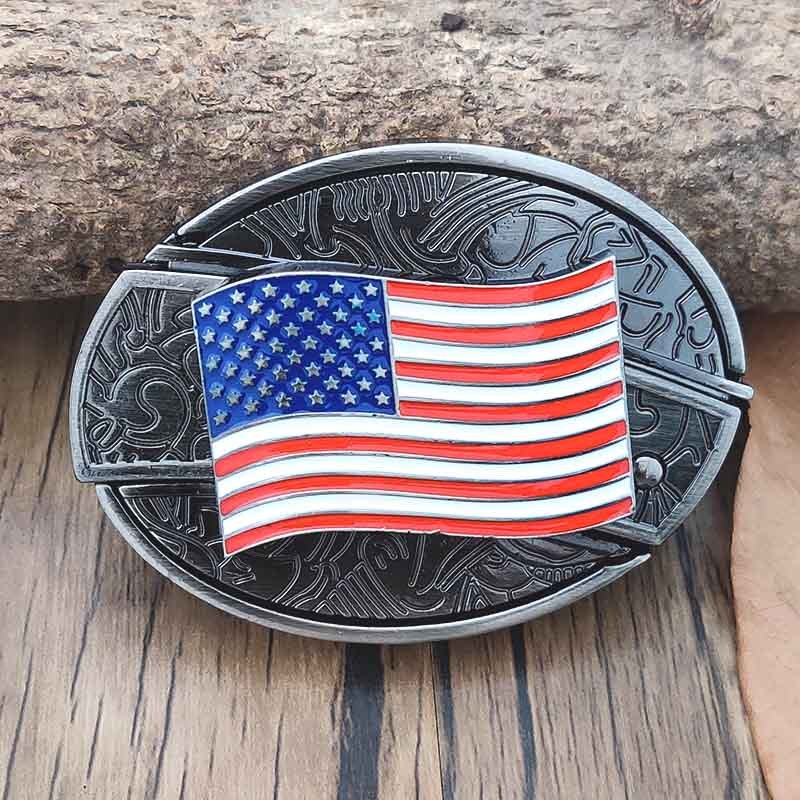 Oval Bull Skull Belt Buckle with Hidden Knife 17