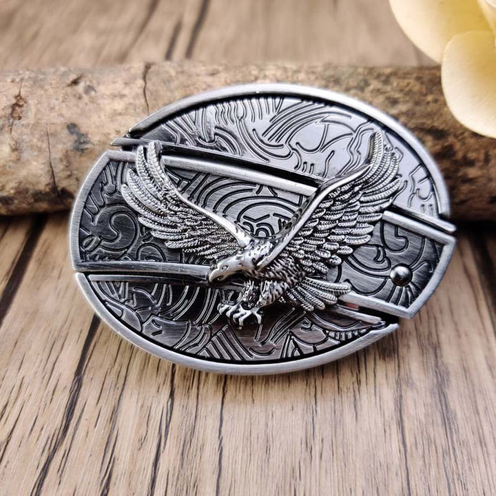Oval Bull Skull Belt Buckle with Hidden Knife 20