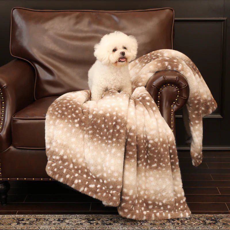 Reversible Faux Fur Deer Print Plush Throw Blanket 5