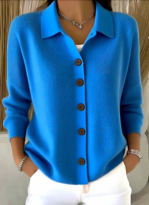 Women's Button-Front Knit Cardigan with Relaxed Collar 4