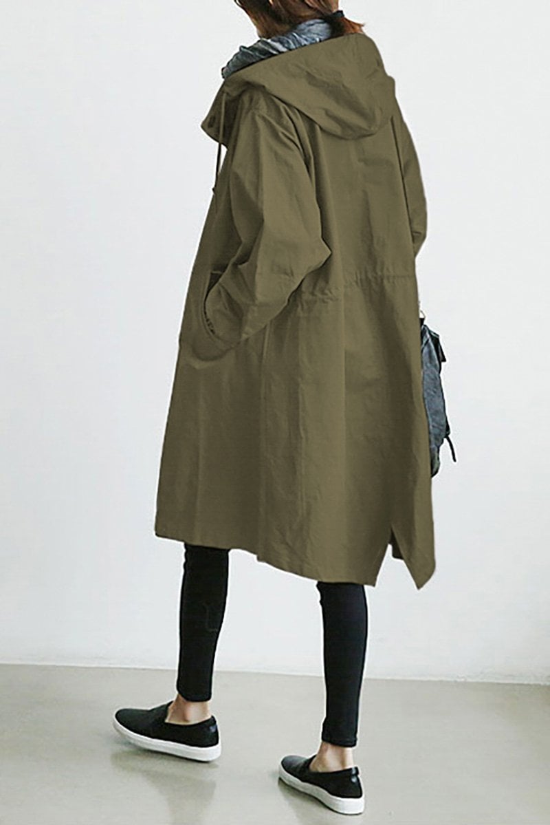 Women's Hooded Waterproof Longline Rain Trench Coat, Lightweight 3