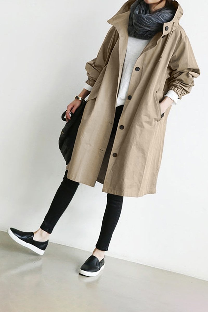 Women's Hooded Waterproof Longline Rain Trench Coat, Lightweight 5