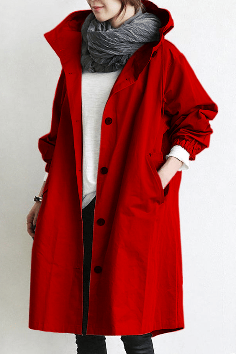 Women's Hooded Waterproof Longline Rain Trench Coat, Lightweight 6