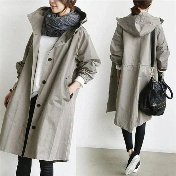 Women's Hooded Longline Waterproof Trench Coat Oversized Fit 2