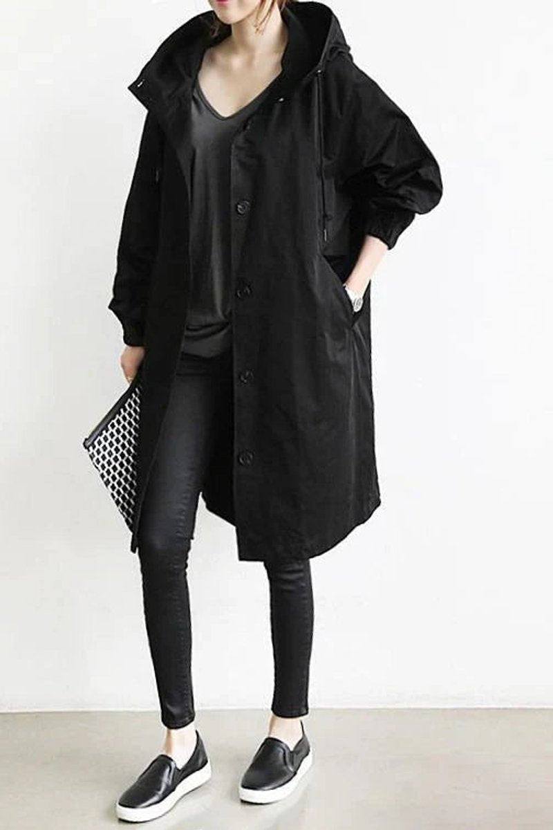 Women's Hooded Longline Waterproof Trench Coat Oversized Fit 3