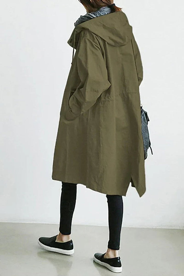Women's Hooded Longline Waterproof Trench Coat Oversized Fit 4