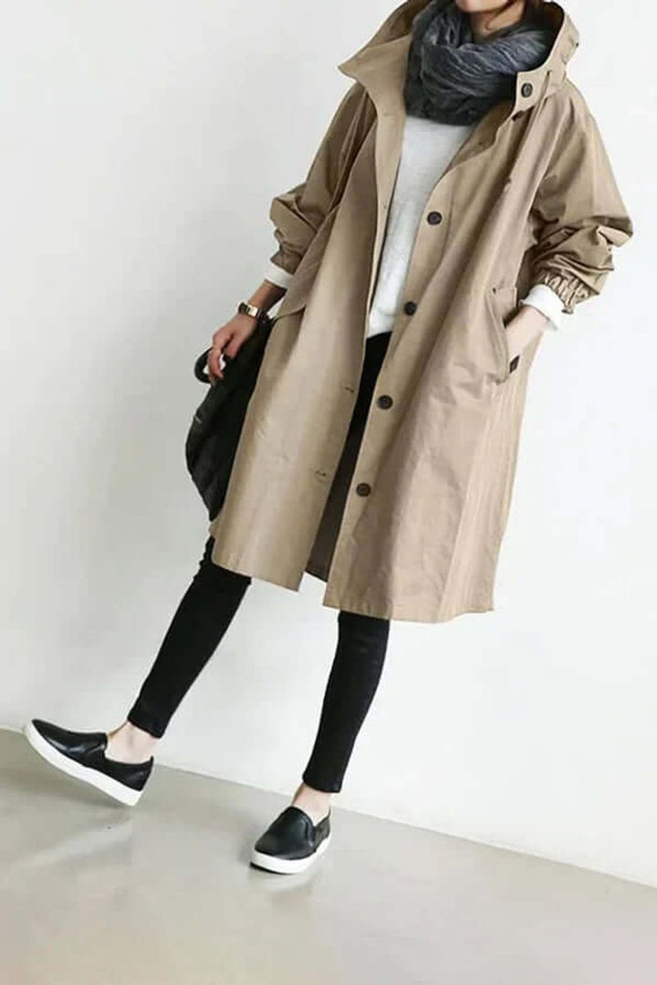 Women's Hooded Trench Coat, Water-Repellent, Relaxed Fit, Lightweight Quilted 5