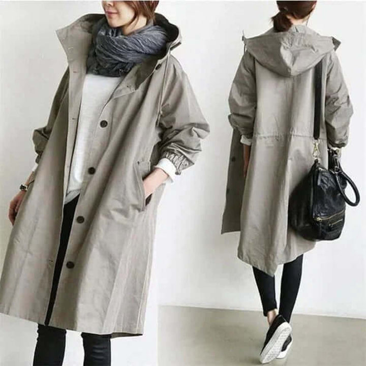 Women's Hooded Trench Coat, Water-Repellent, Relaxed Fit, Lightweight Quilted 6