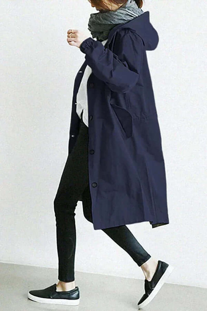 Women's Hooded Trench Coat, Water-Repellent, Relaxed Fit, Lightweight Quilted 8