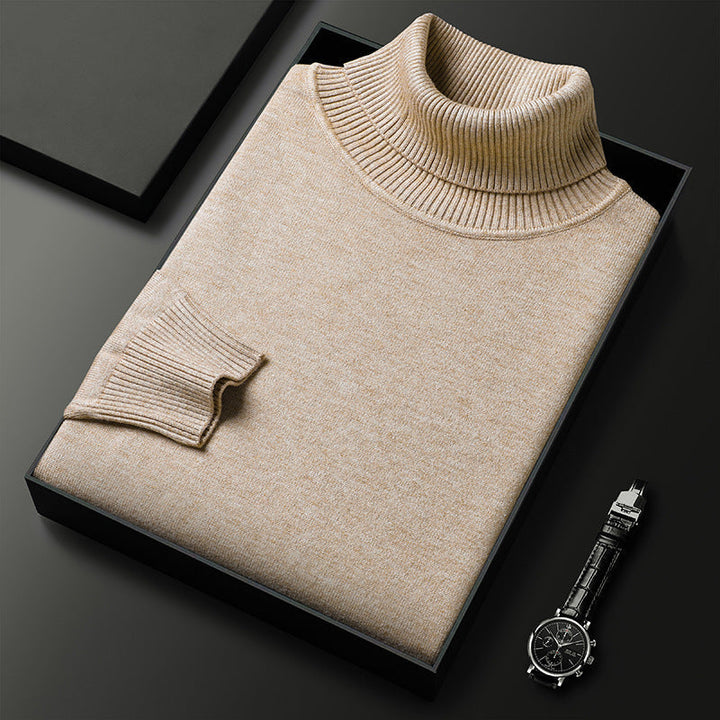 Men's Cashmere Blend Turtleneck Sweater with Ribbed Finish 1