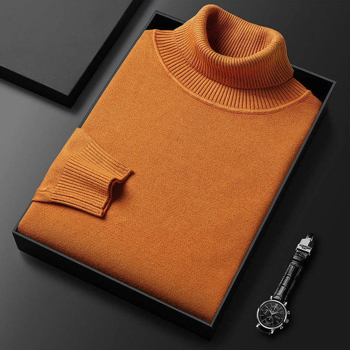 Men's Cashmere Blend Turtleneck Sweater with Ribbed Finish 8