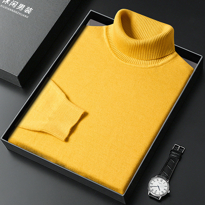 Men's Cashmere Blend Turtleneck Sweater with Ribbed Finish 9