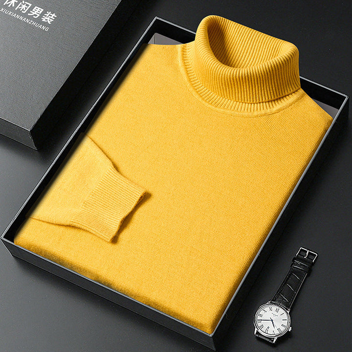 Men's Cashmere Blend Turtleneck Sweater with Ribbed Finish 9