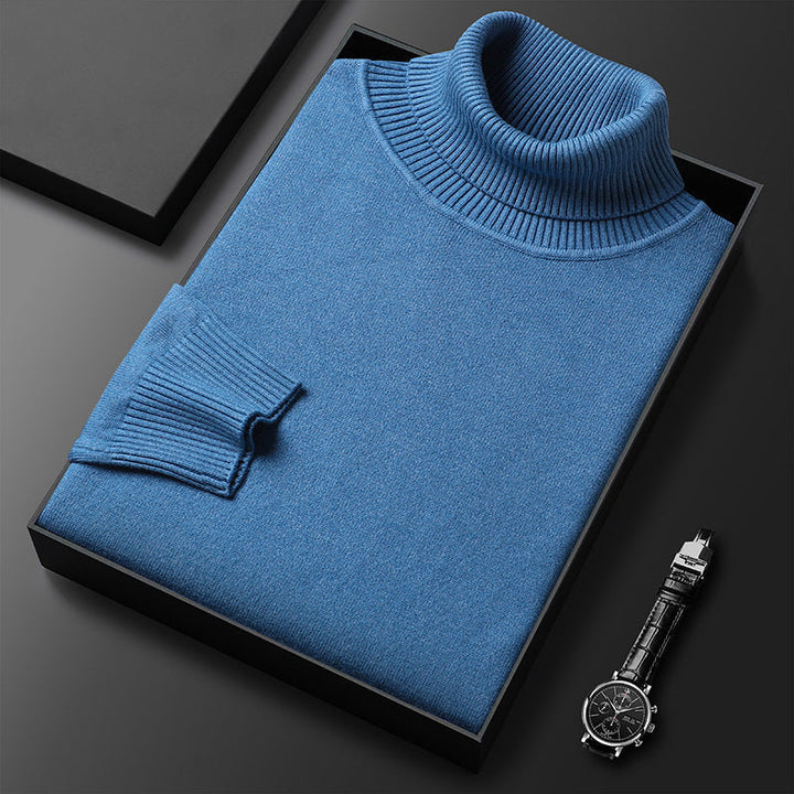 Men's Cashmere Blend Turtleneck Sweater with Ribbed Finish 2