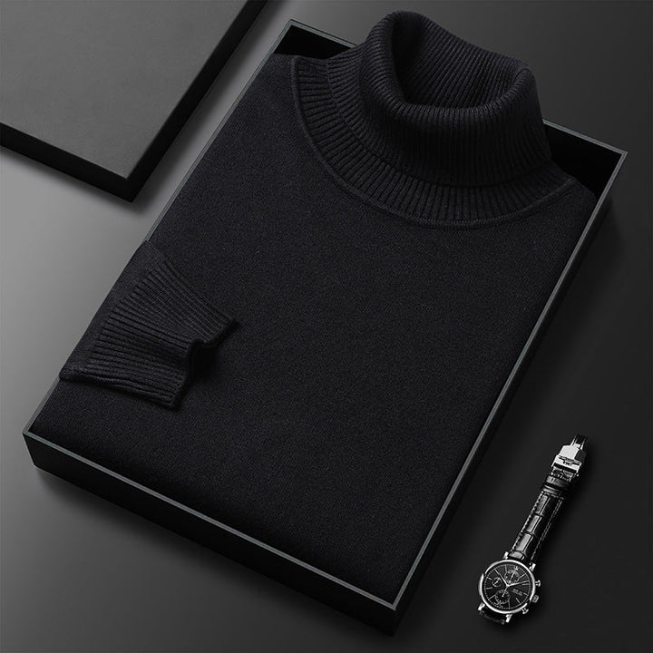 Men's Cashmere Blend Turtleneck Sweater with Ribbed Finish 3