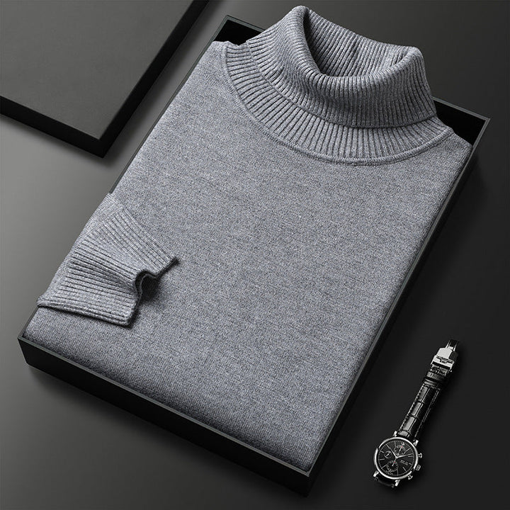Men's Cashmere Blend Turtleneck Sweater with Ribbed Finish 5