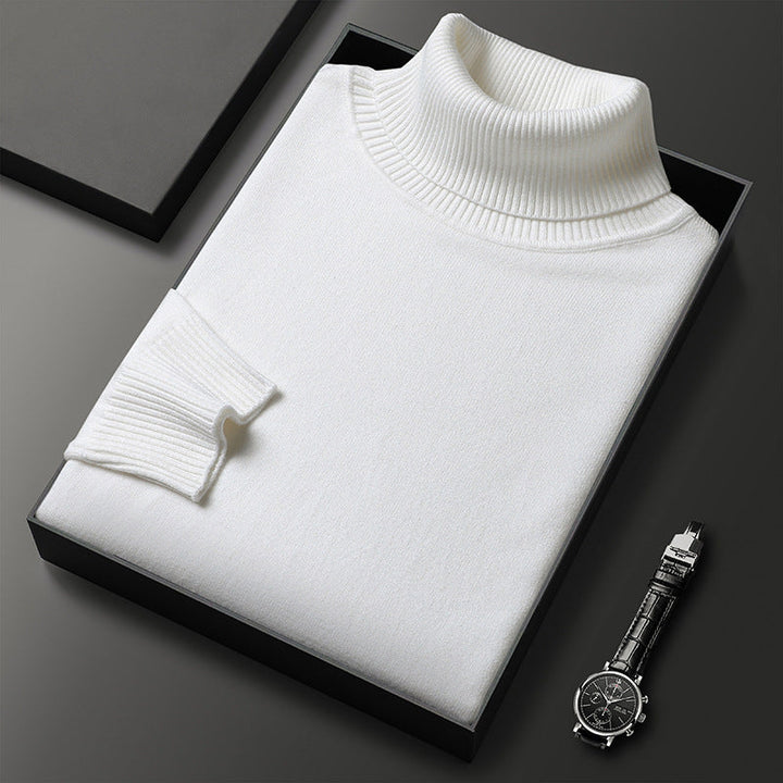 Men's Cashmere Blend Turtleneck Sweater with Ribbed Finish 6