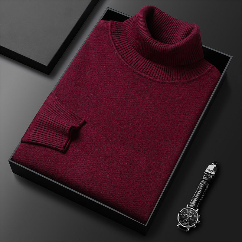 Men's Cashmere Blend Turtleneck Sweater with Ribbed Finish 7