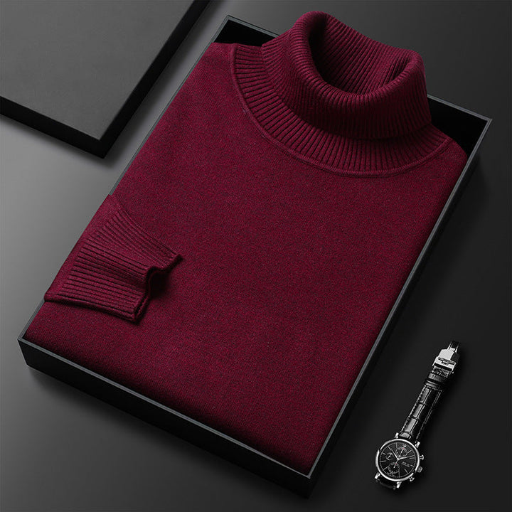 Men's Cashmere Blend Turtleneck Sweater with Ribbed Finish 7