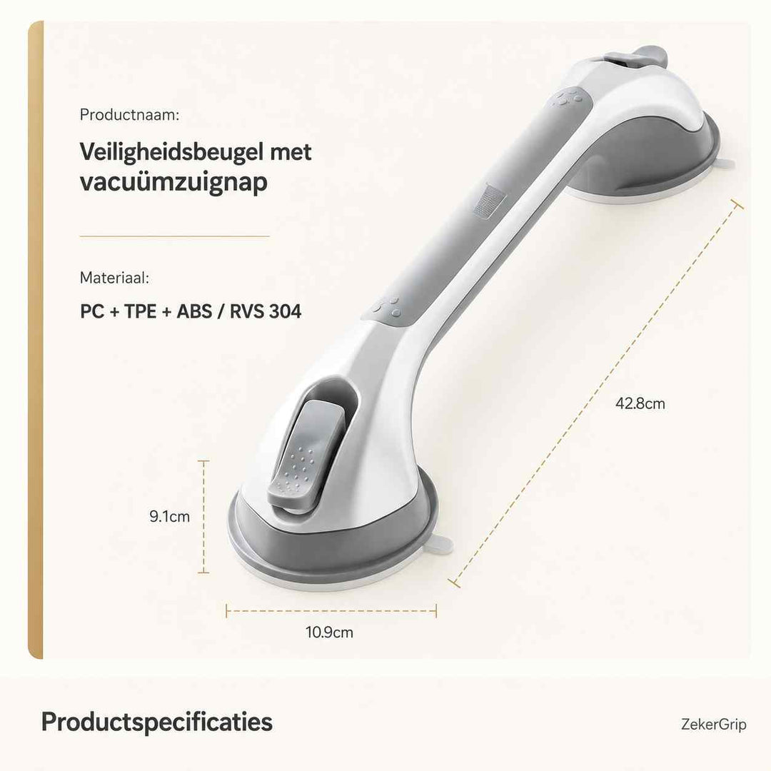 Suction Shower Grab Bar, No-Drill Bathroom Safety Handle, 15.7 in 11